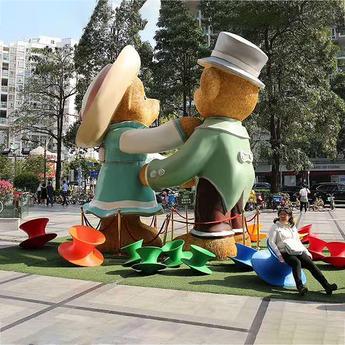专业定制大型广场卡通泰迪熊雕塑户外摆件