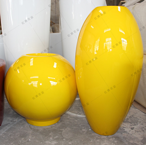 黃釉玻璃鋼烤漆花盆
